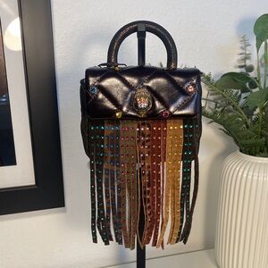NWT Kurt Geiger Leather Micro Kensington Fringe Bag